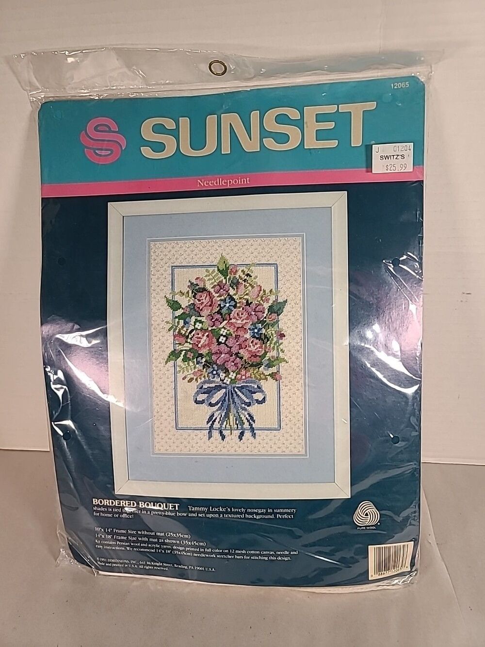 NEW 1991 Dimensions Sunset Tammy Locke Design Bordered Bouquet Needlepoint Kit